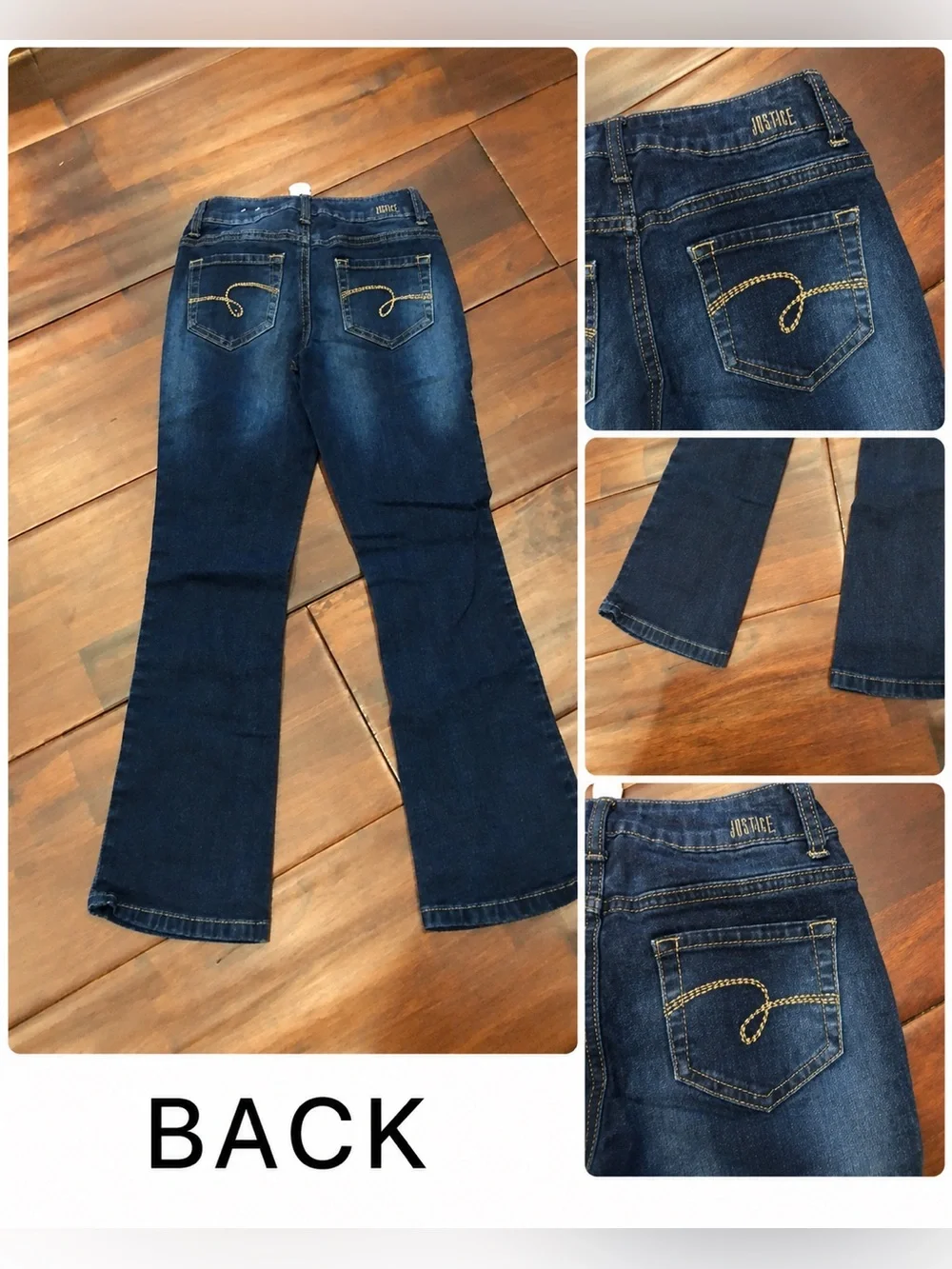 JUSTICE Girls Bootcut Jeans Bundle 3 Pairs Blue Denim Stretch | Size 7 | EUC